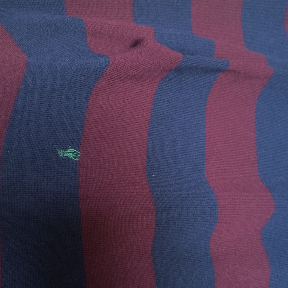 Polo Ralph Lauren 100% Wool Rugby Striped Crew Neck Sweater Med 10-12 Boys - Picture 6 of 16